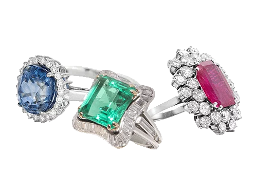 Bague de fiançailles avec diamant et pierres précieuses serties - rachat bijoux Paris